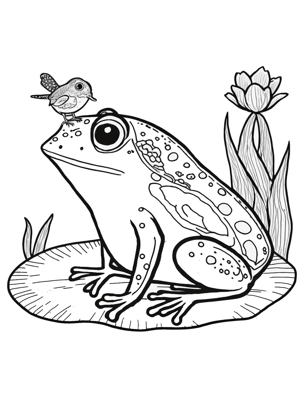 Dibujos para Colorear Frog And Bird