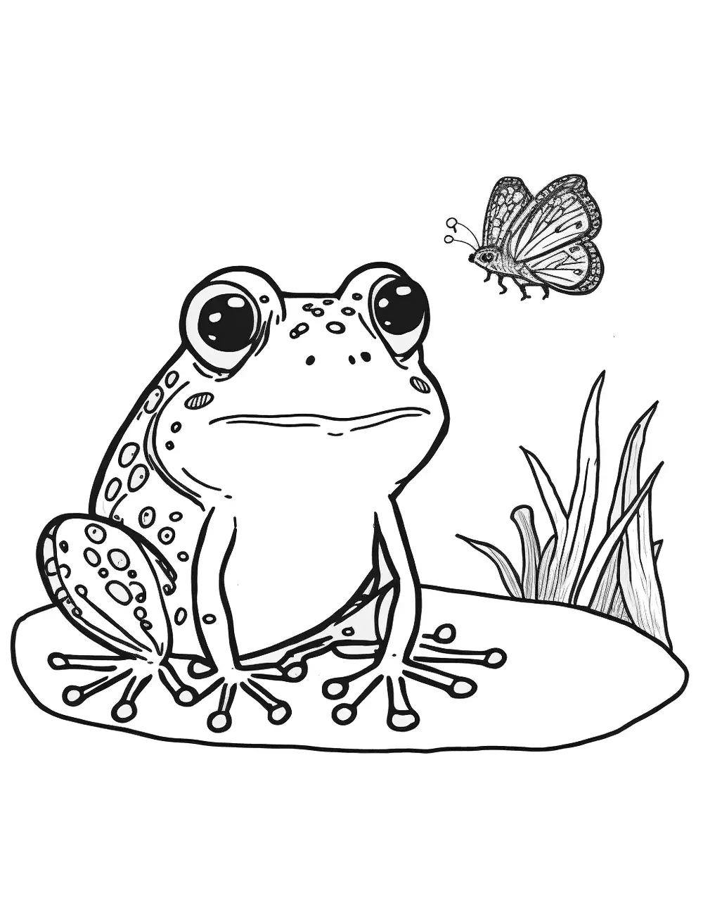 Dibujos para Colorear Frog And Butterfly
