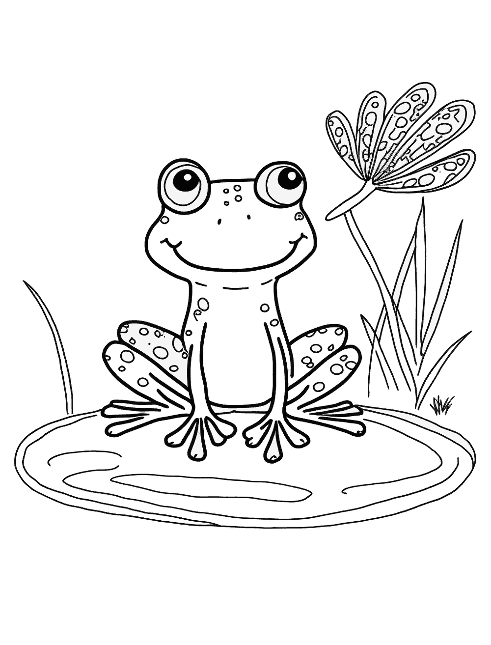 Dibujos para Colorear Frog And Dragonfly