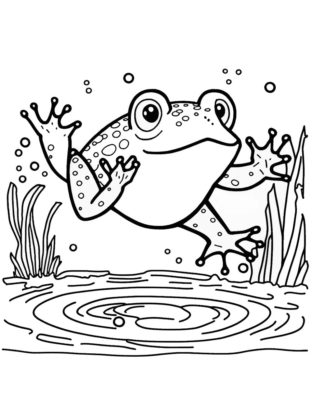 Dibujos para Colorear Frog Jumping Into A Pond