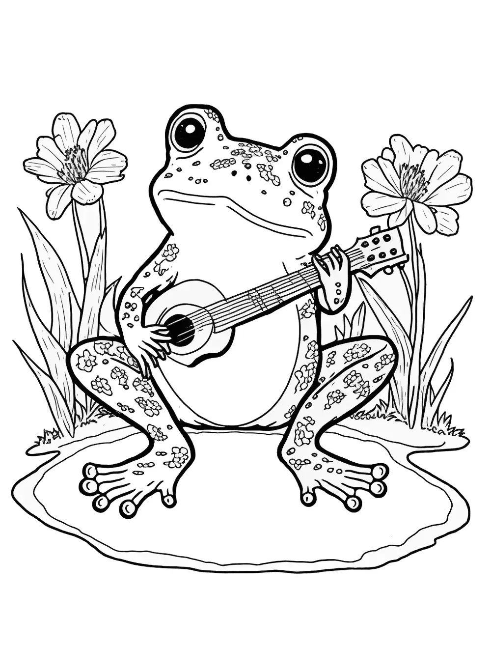 Dibujos para Colorear Frog Playing An Instrument