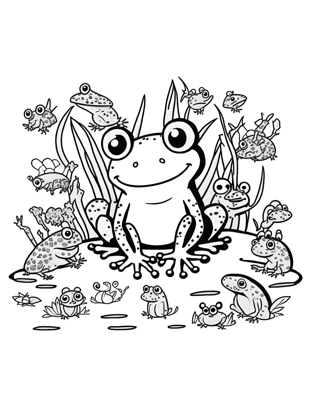 Dibujos para Colorear Frogs And Bugs