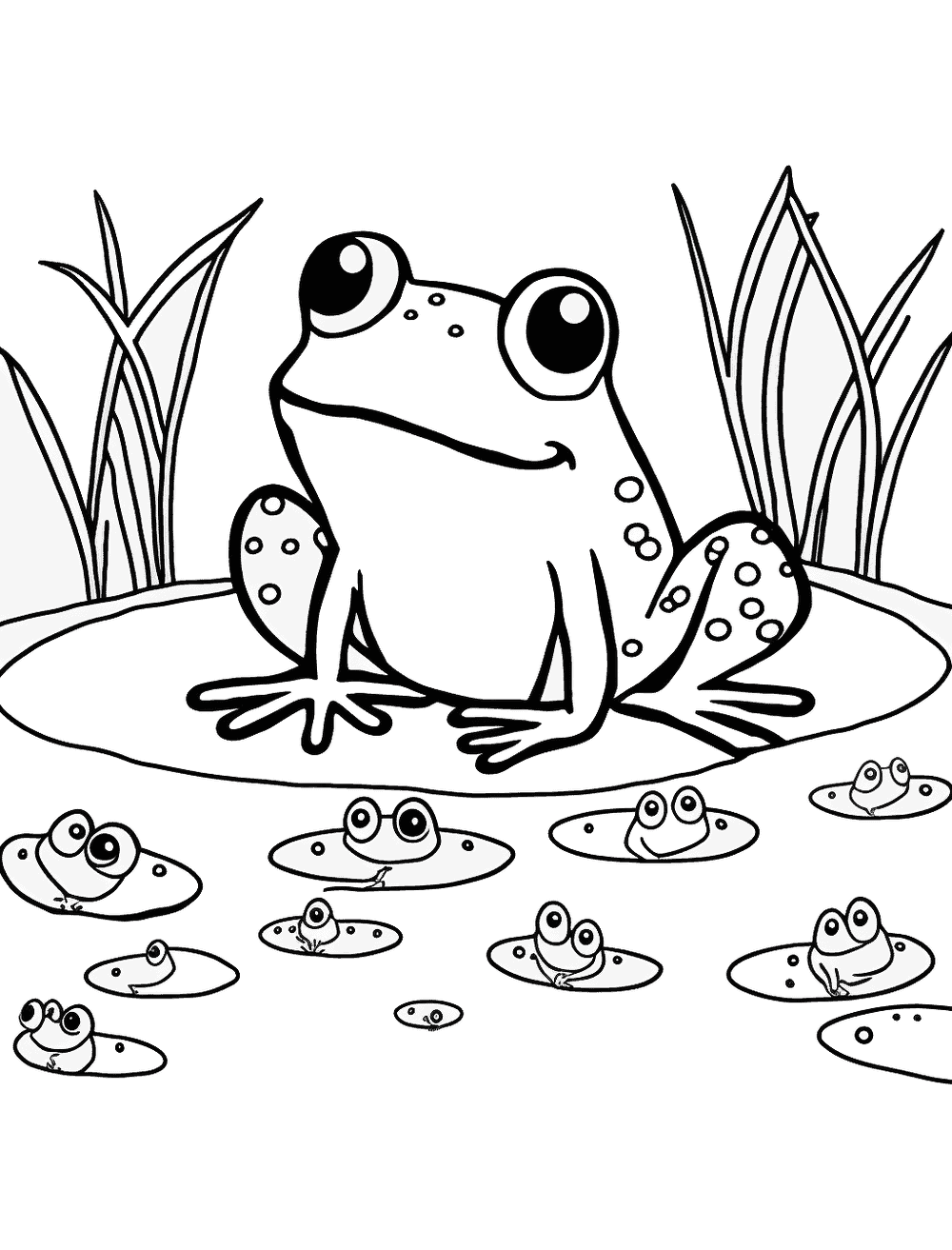 Dibujos para Colorear Frogs In A Pond