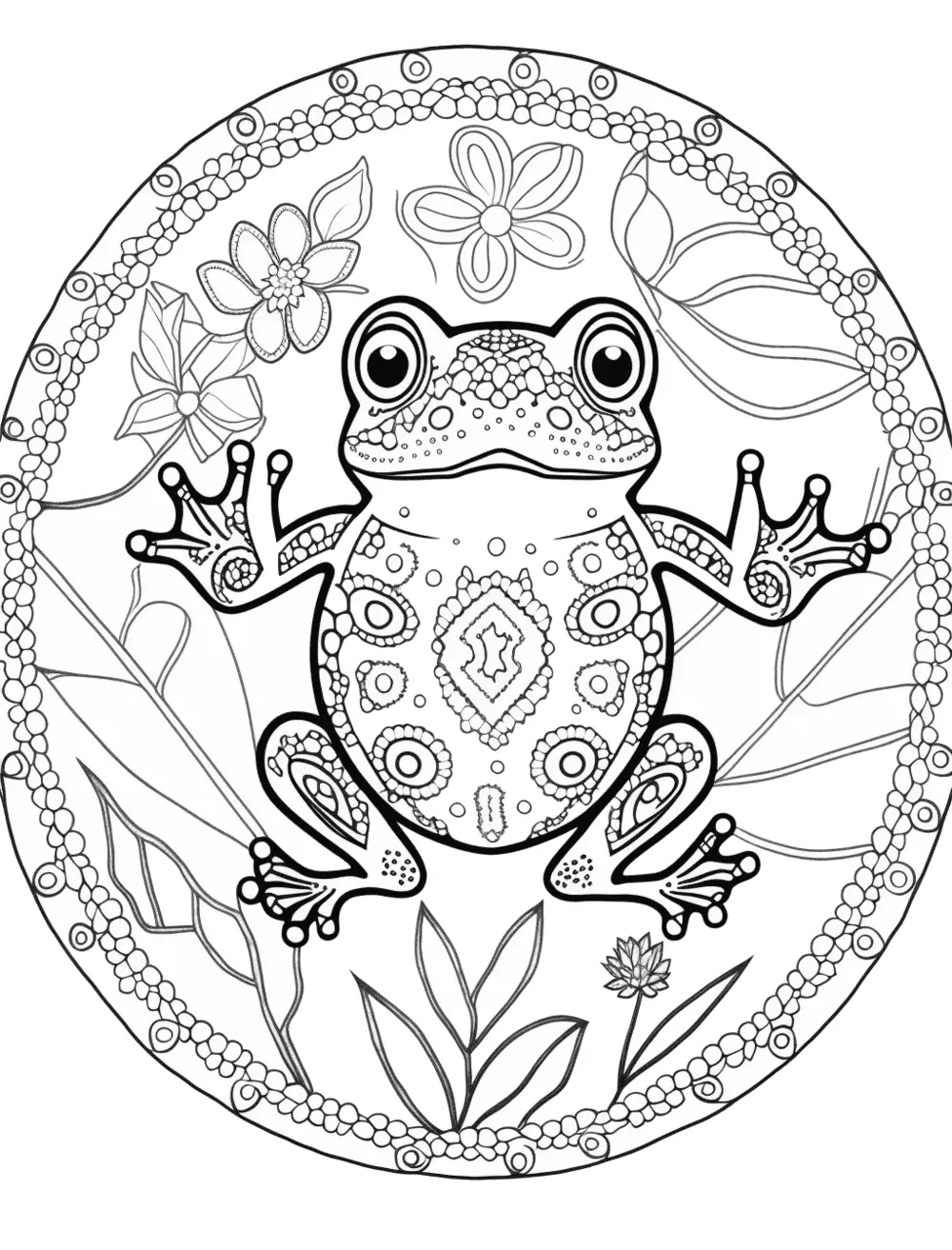 Dibujos para Colorear Mandala Frog