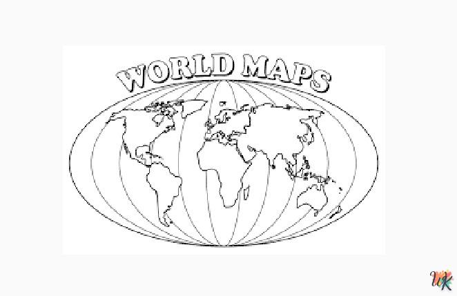 Dibujos para Colorear Mapa del Mundopara 3