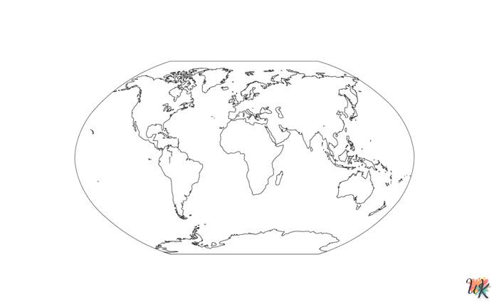 Dibujos para Colorear mapa del mundo 1