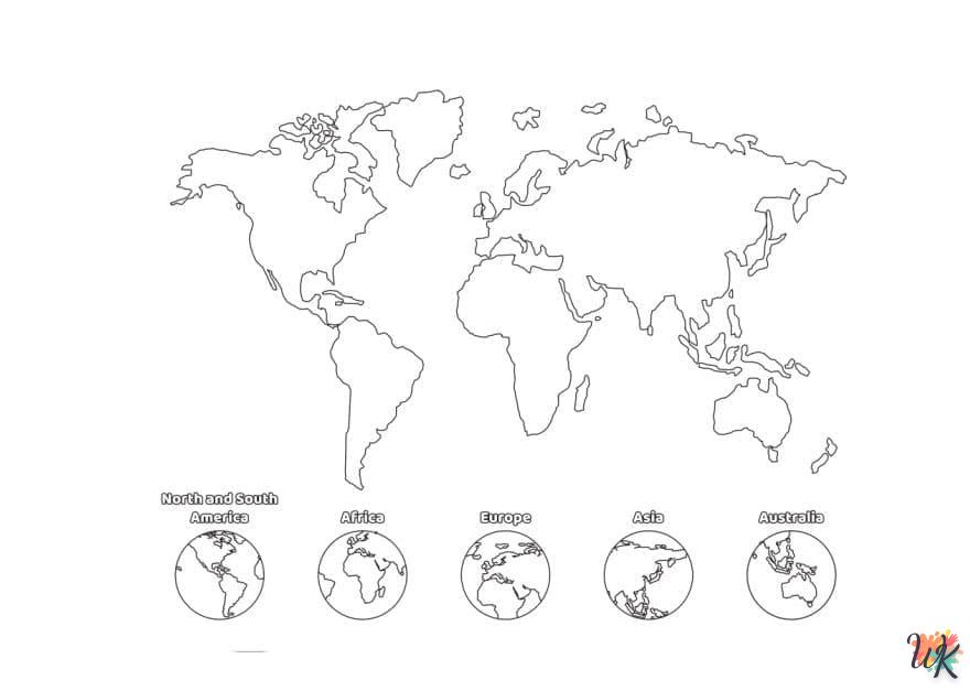 Dibujos para Colorear mapa del mundo