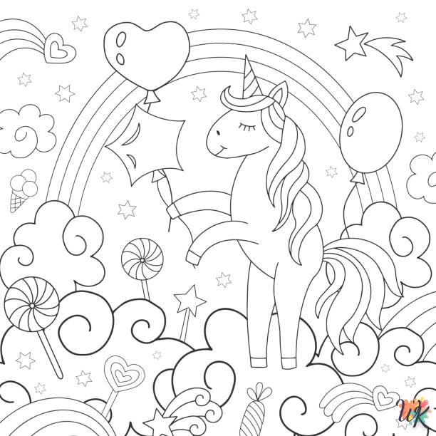 Dibujos para Colorear unicornio kawaii 20