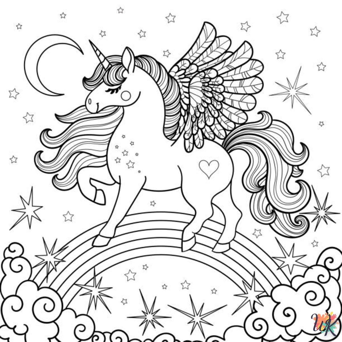 Dibujos para Colorear unicornio kawaii 37