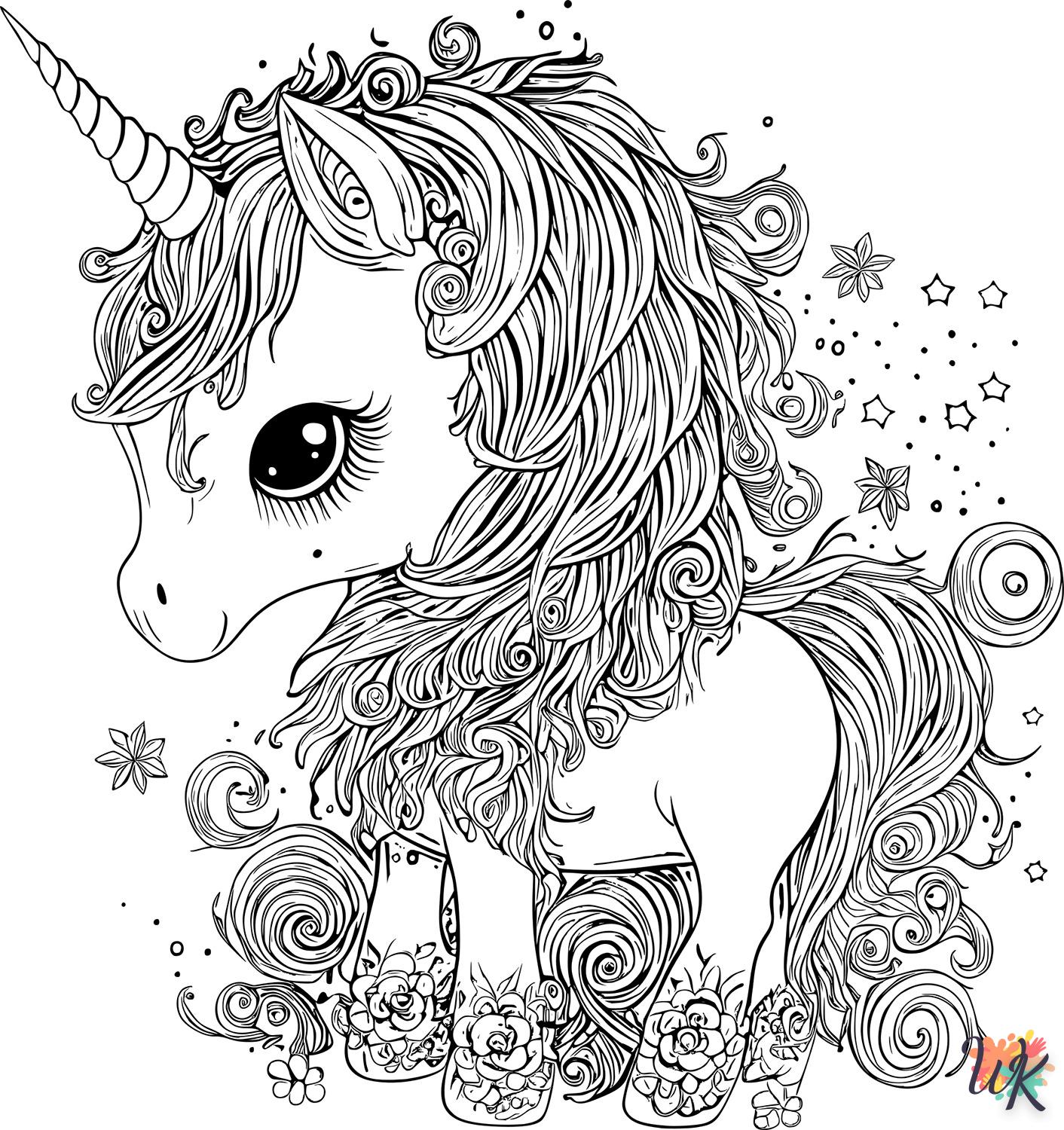 Dibujos para Colorear unicornio kawaii 7