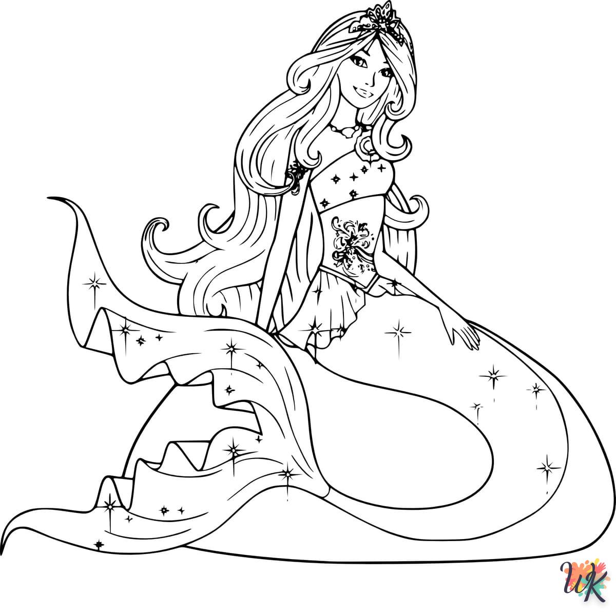 Dibujos para Colorear Barbie Sirena 17