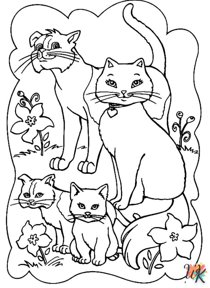 Dibujos para Colorear Gatos 9