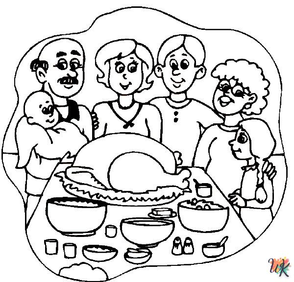 Dibujos para Colorear Cena de Accion de Gracias 11