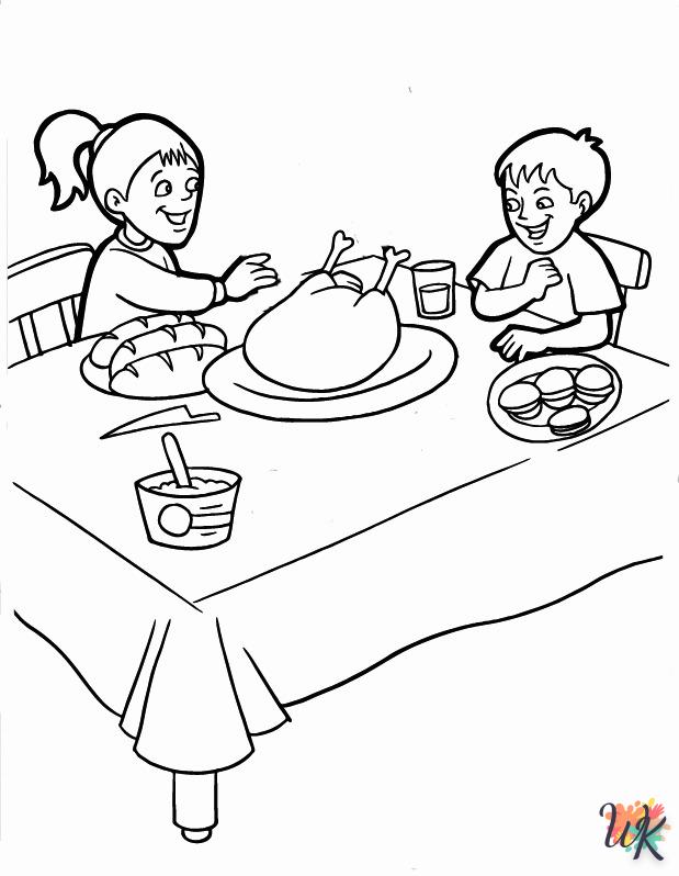 Dibujos para Colorear Cena de Accion de Gracias 13