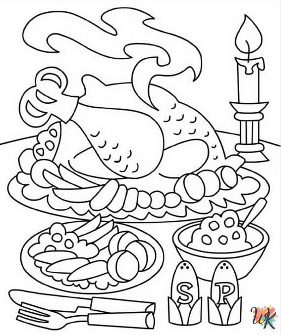 Dibujos para Colorear Cena de Accion de Gracias 19