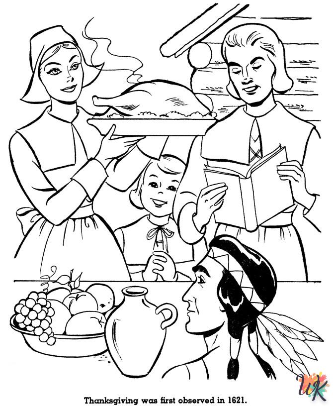 Dibujos para Colorear Cena de Accion de Gracias 34