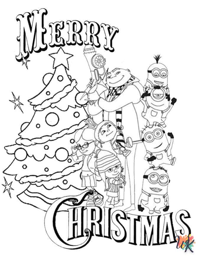 Dibujos para Colorear Minions Navidad 1
