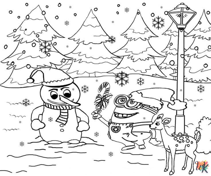 Dibujos para Colorear Minions Navidad 12
