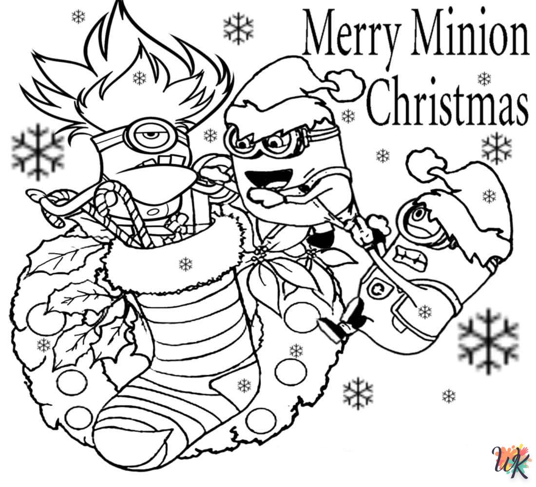 Dibujos para Colorear Minions Navidad 2