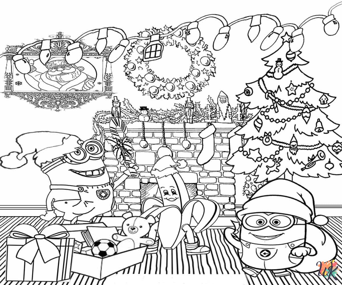 Dibujos para Colorear Minions Navidad 4