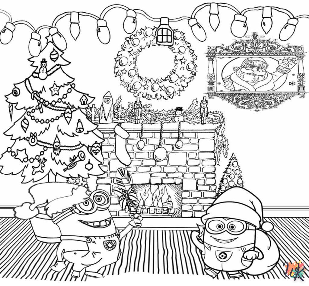 Dibujos para Colorear Minions Navidad 7