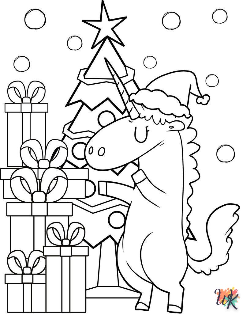 Dibujos para Colorear Unicornio navideno 47
