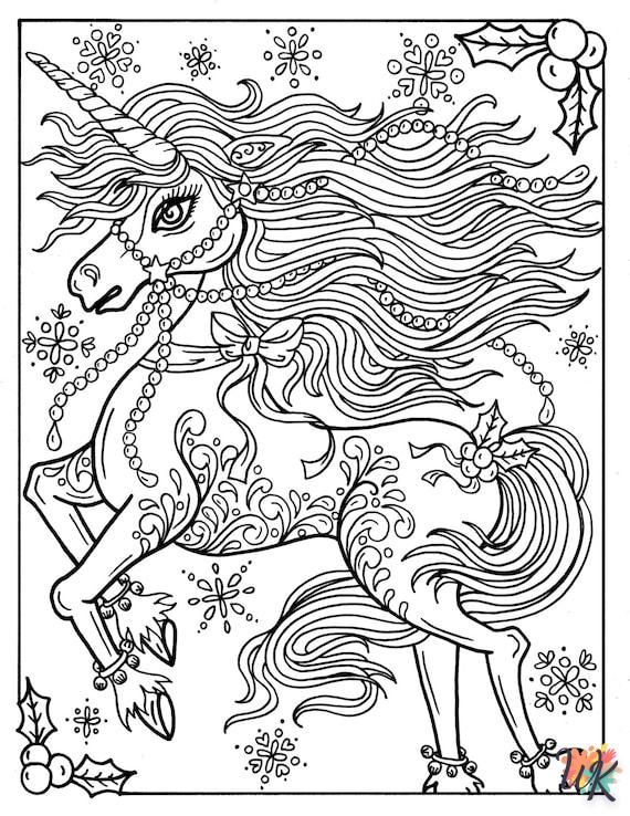 Dibujos para Colorear Unicornio navideno 50
