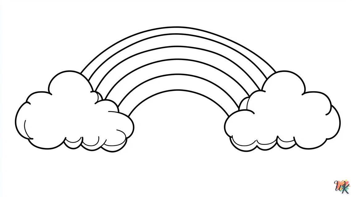 Arcoíris y hay nubes para colorear
