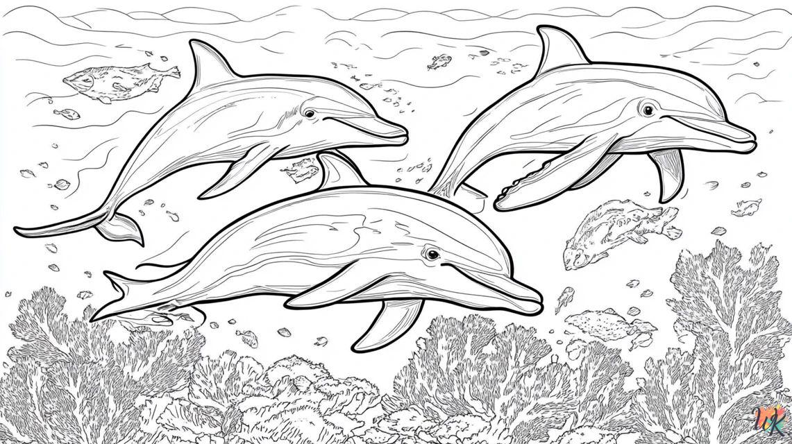 Los Delfines estan nadando para colorear